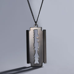 Engraved Blade Shaped Necklace Gift for Barber