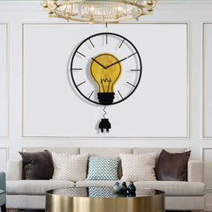Antique Bulb Shaped Pendulum Wall Clock â€?Industrial Vintage (41×41 cm)
