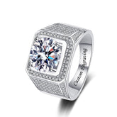 Engraved 2 Carats Moissanite Ring for Men