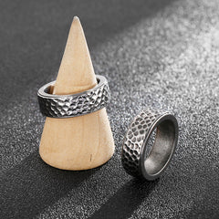 Custom Vintage Hammered Mens Ring 8mm