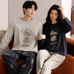 Matching Couple Pajamas Set �100% Cotton Embroidered Bear Print