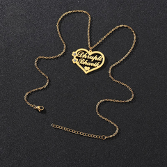 Heart Birthstones Couple Names Necklace