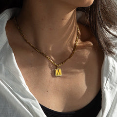 Name Initial Monogram Cuban chain Necklace
