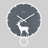 Deer Silhouette Pendulum Silent Wall Clock (13.8")