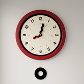 Nordic Silent Pendulum Wall Clock �12" Round (Acrylic, Red Frame)