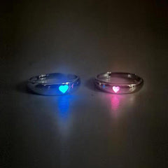 Luminous Heart Matching Couple's Rings (Glow in the Dark & Adjustable)