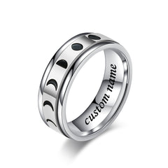Engraved Solar Eclipse Fidget Ring for Men