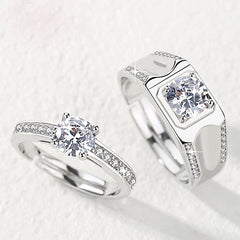 Custom Sterling Silver CZ Couples Rings Set for 2