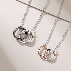 Engraved Double Ring Mobius Pendants Set for 2