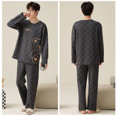 Bear Couples Matching Nightwear Pajamas Set Cotton