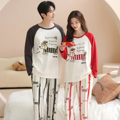 Matching Couple Pajamas Set �Cartoon Dog Print, Soft Cotton & Stretch