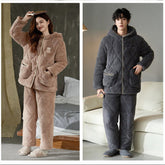 Matching Pajamas �Hooded Quilted Fleece Set, 3-Layer Warmth