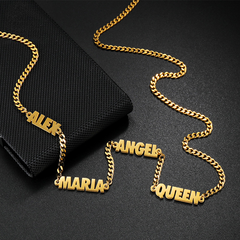 Thick Chain Multiple Names Necklace