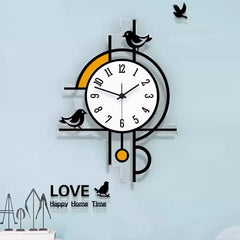 Silent Wall Clock â€?Birds Décor, 30×45 cm Modern