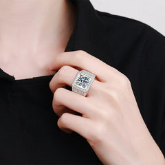 Engraved 2 Carats Moissanite Ring for Men