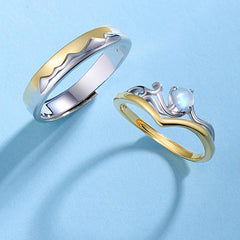 Mountain and Ocean Bff Rings Set for 2
