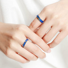 Sun & Moon Adjustable Sterling Silver Couple Rings - Gold Plated Promise Set