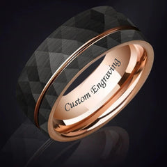 Engraved Guys Wedding Band 18K Gold Plated Tungsten