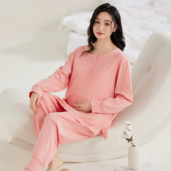 Gulleiâ„?Cotton Maternity & Nursing Pajama Set with Built-in Bra