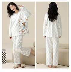 Bear Couples Matching Nightwear Pajamas Set Cotton