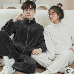 Matching Pajamas �Zip-Up Flannel Set, Sporty Relaxed Fit