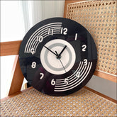 Silent Wall Clock �Black Retro Round, 30 cm