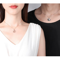 Engraved Matching Wings Moon Couple Necklaces Set
