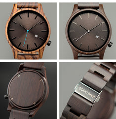 Mens Wooden Watch Gift - Waterproof Eco-Friendly Quartz Watch for Him