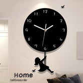 Swinging Girl Pendulum Silent Wall Clock �Playful & Whimsical Design