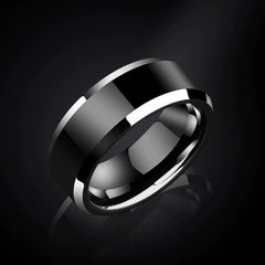 Engraved Mens Wedding Ring Tungsten Black