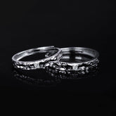 Engraved Meteoroid Wedding Rings Set - Adjustable