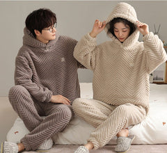 Fleece Pajamas Sleepwear Set for Couples