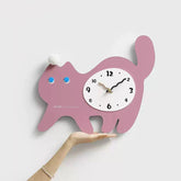 Cute Cat Kids Bedroom Silent Wall Clock �Playful Design & Quiet Movement