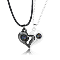 Engravable Light Projection Magnetic Hearts Couple Jewelry Gift