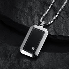 Custom Engravable Brushed Mens Pendant Necklace