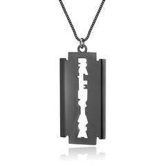 Engraved Blade Shaped Necklace Gift for Barber