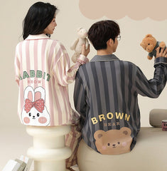 Cute Bear Matching PJs Nightwear Set for Married Couples