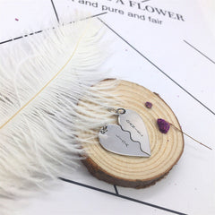 Custom Names Engraved Split Hearts Couples Jewelry