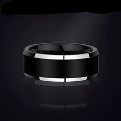 Engraved Mens Wedding Ring Tungsten Black
