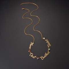 Family Names Birthstones Necklace