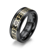 Engraved Futhark Viking Style Mens Ring