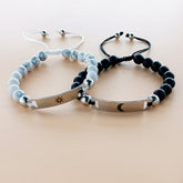 Engraved Bar and Disk Charm Promise Bracelets