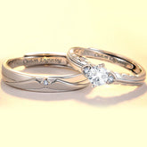 Ocean & Mountain Wedding Rings - White Gold Adjustable Set