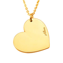 Heart Shaped Name Engraved Necklace