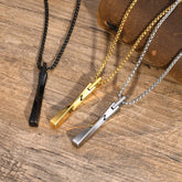 Custom Engraved Bar Pendant Necklace for Men