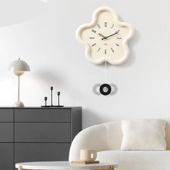 Cute Flower Pendulum Wall Clock - Silent Non Ticking Decor