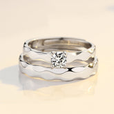 Matching Couples Promise Rings Sets with Engraving Adjustable Size