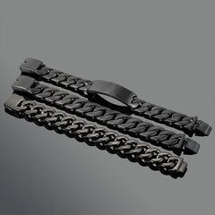 Personalized Thick Cuban Chain Mens Bracelet Black