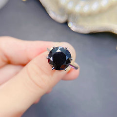 5 Carat Black Moissanite 6 Prong Solitaire Ring