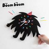 Silent Wall Clock for Kids â€?Cartoon Black Buddy, 24.5×30 cm